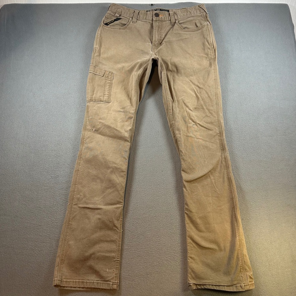 Ariat Rebar M4 Relaxed Straight Work Pants Khaki Canvas 10030239 Mens 32x36 L34